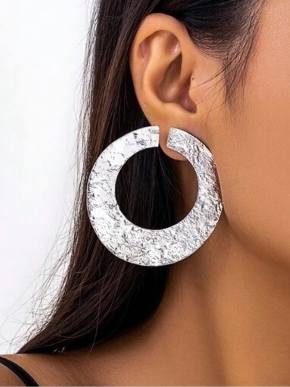 ✨3for$38  New Zara Textured Circular Open Hoop Earrings - Picture 9 of 16
